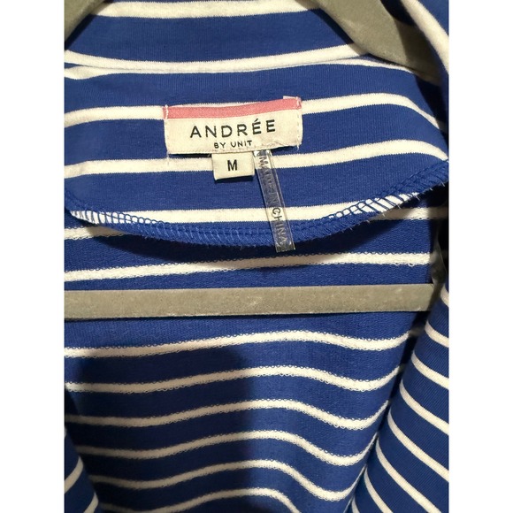 Andree By Unit Blazer Striped Knit Nautical Blue White Womens Medium - Picture 4 of 9
